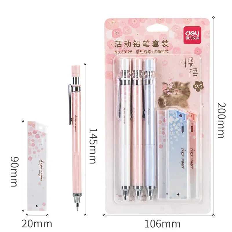 6Pcs/set Kawaii Lovely Fresh Cherry Sakura Mechanical Pencil  0.5mm Automatic Pencil for Student School Office Supplies