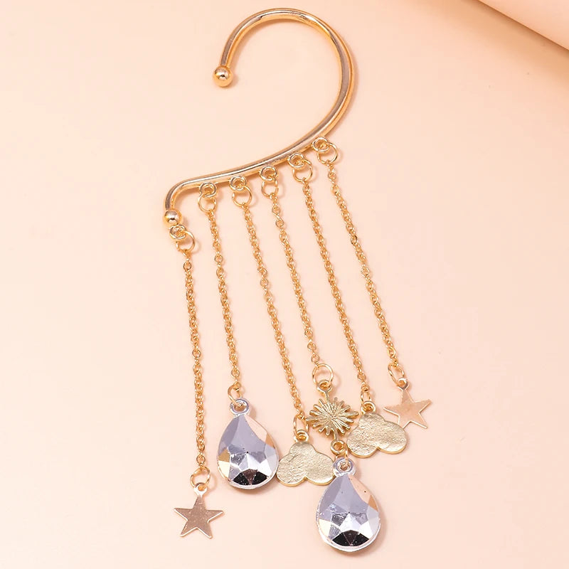 Charm Bohemian Pearls Stone Ear Cuff, Wrap Stud Clip Earrings For Girl, Trendy Earrings Jewelry Bijoux