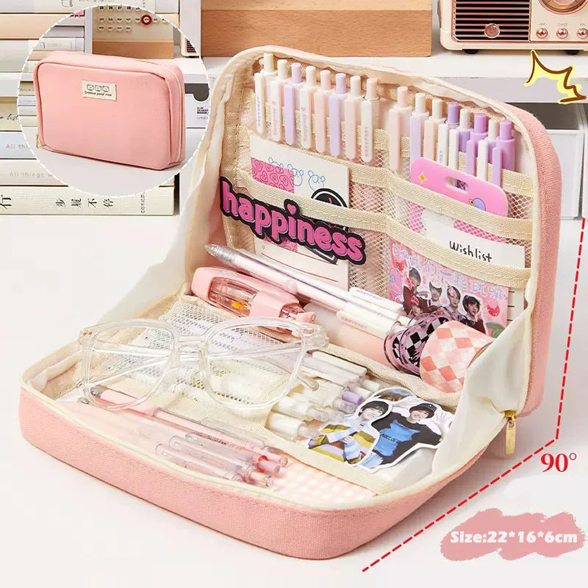 Large Capacity Pencil Case Kawaii Pencil Boxes for Girls Cute Korean Stationery School Supplies Pen Pouch Organizer