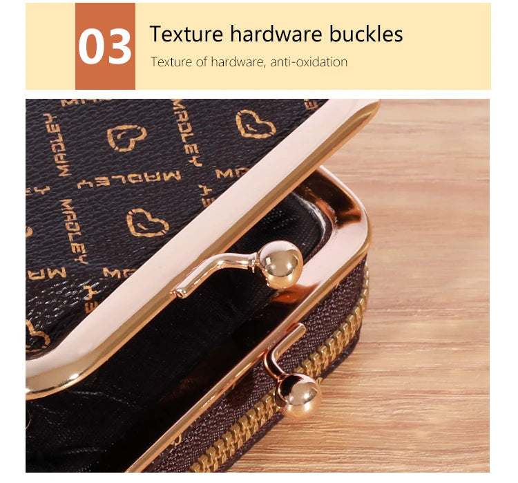 New Wallet Girl's Wrist Strap Short Charm Flower Zero Wallet Large Capacity Coin Clip Bag Letter Multi Card Card Bag Money Clip
