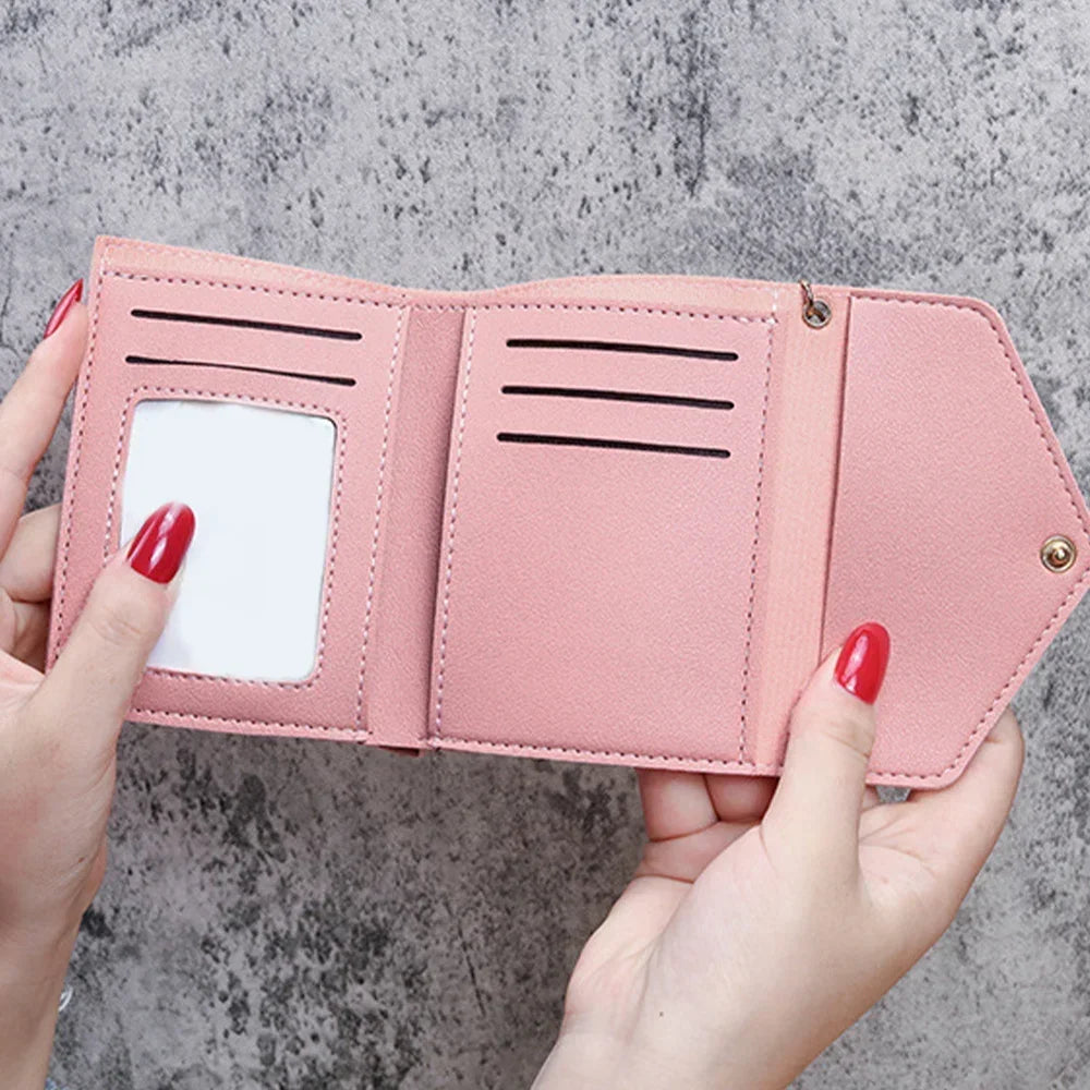 Women'S Wallet Clutch Fashion Leather Short Style Purse Multi Caroslot Coin Purse RFID Blocking Case Rose Gold Pattern