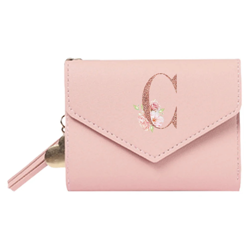 Women'S Wallet Clutch Fashion Leather Short Style Purse Multi Caroslot Coin Purse RFID Blocking Case Rose Gold Pattern