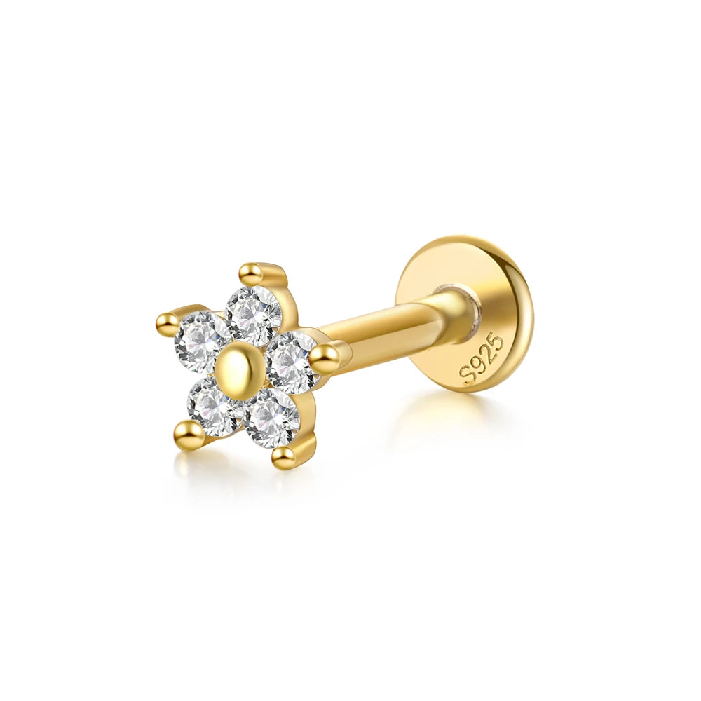 925 Sterling Silver 1pc, Geometry Multi Piercing Stud Earrings For Women, K Gold Simple Elegant Tassel Jewelry, beautiful Gift