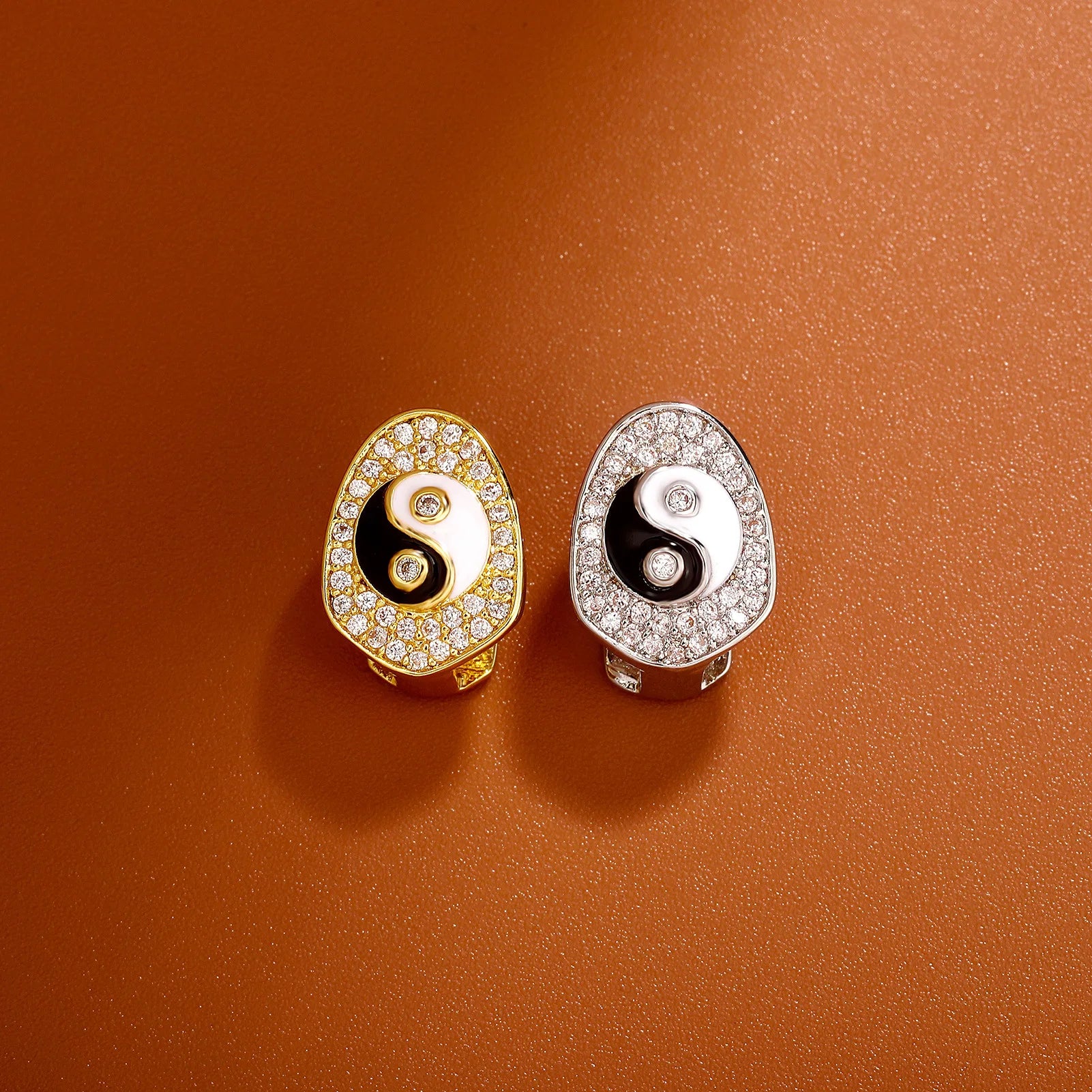 New Tai Chi Pattern Charm Zircon Teeth Grillz Hip Hop CZ Stone Tooth Caps For Women Men, Jewelry Party Gift teeth