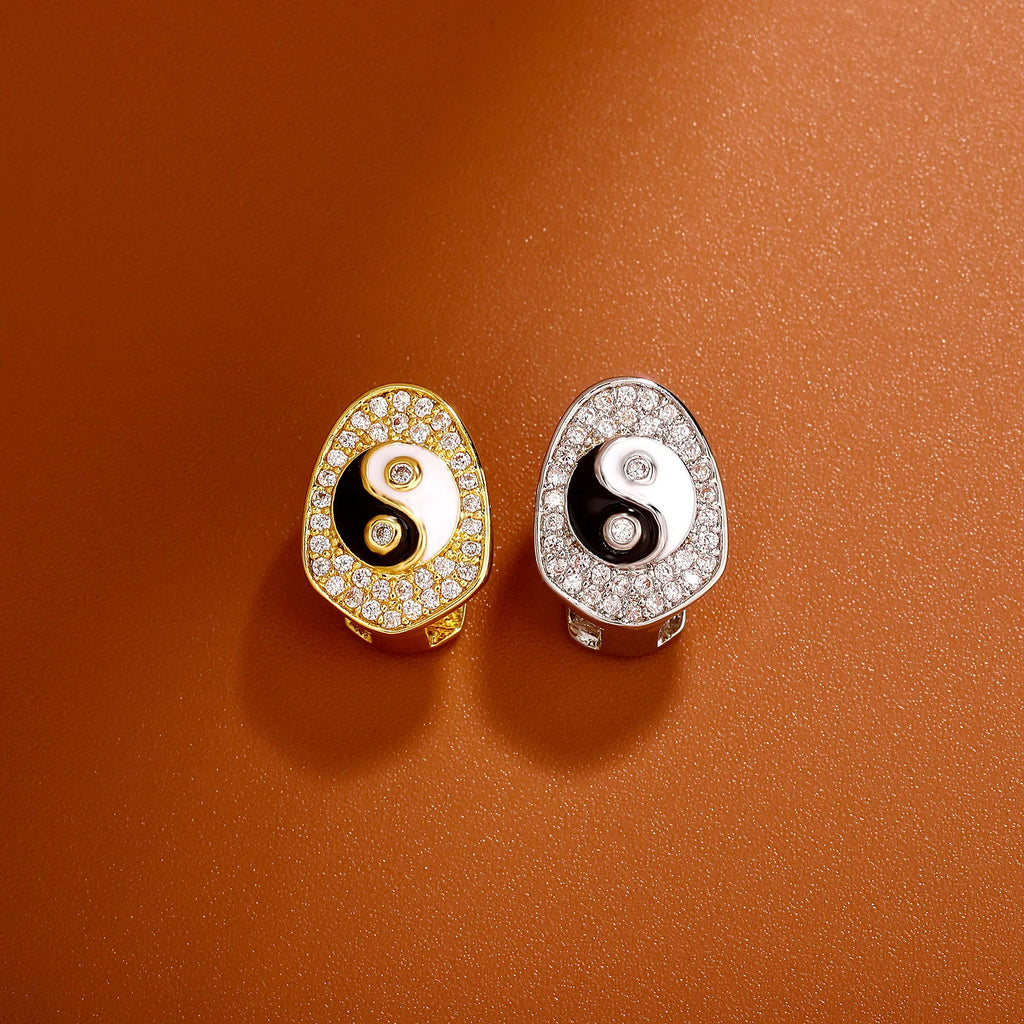 New Tai Chi Pattern Charm Zircon Teeth Grillz Hip Hop CZ Stone Tooth Caps For Women Men, Jewelry Party Gift teeth