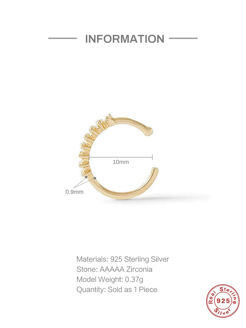 925 Sterling Silver 1pc, Geometry Multi Piercing Stud Earrings For Women, K Gold Simple Elegant Tassel Jewelry, beautiful Gift