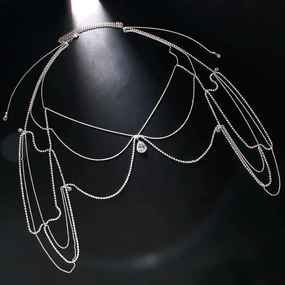 Unique Rhinestone Shoulder Chain Wedding, Pretty Bridal Jewelry, Kind Sexy Shoulder Body Chain Bling, Crystal Water Drop Necklace For Girls, The Best Christmas Gift for Girls