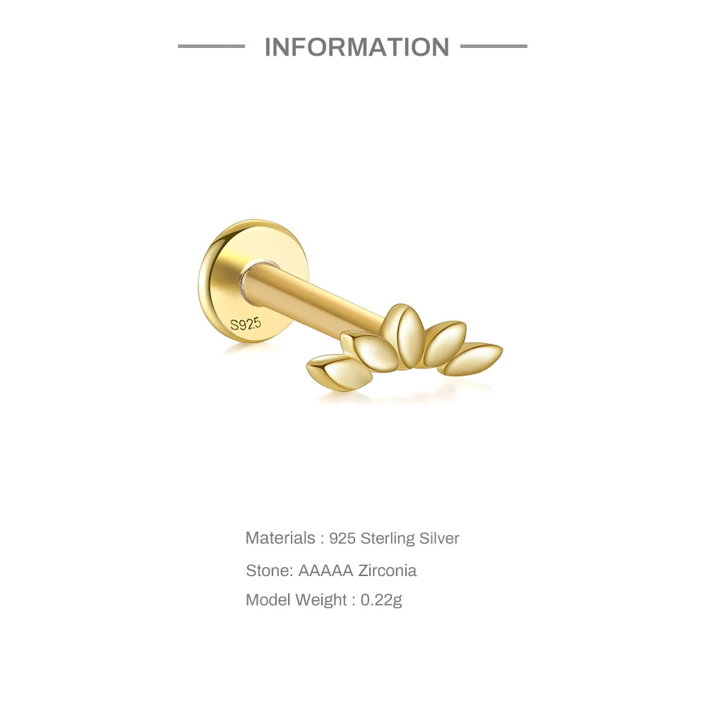 925 Sterling Silver 1pc, Geometry Multi Piercing Stud Earrings For Women, K Gold Simple Elegant Tassel Jewelry, beautiful Gift