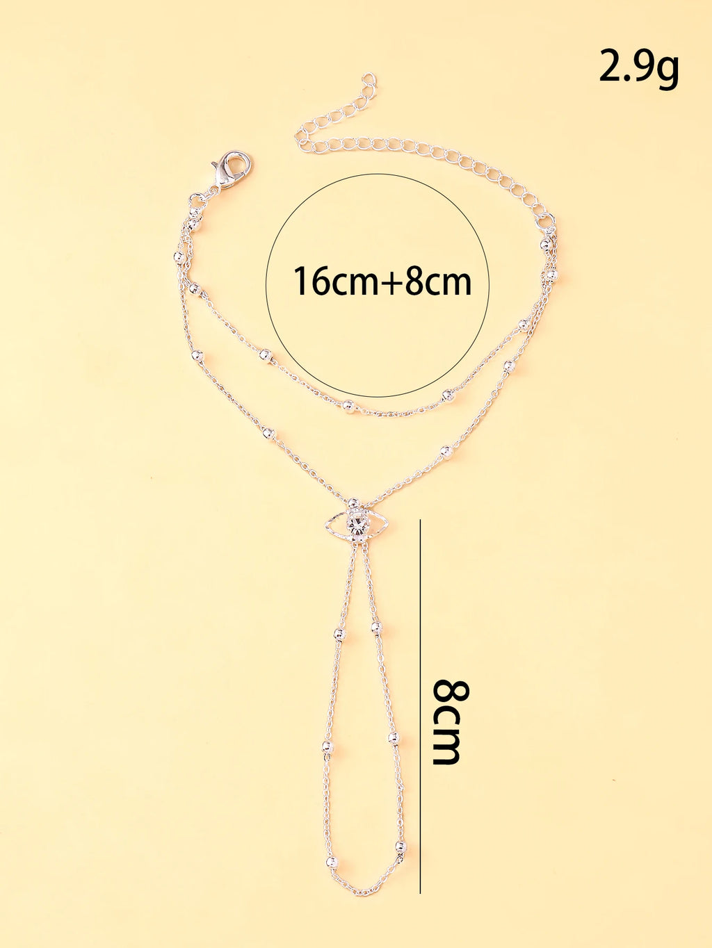 StoneFans Demon's Eye Finger Chain Bracelet Niche Design Minimalist Retro Chain Hand Back Chain Fashionable Hand Accessories