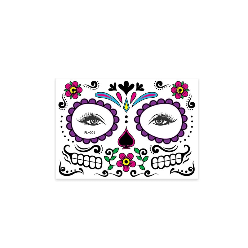 Face Festival Tattoo Costume Party Stickers Halloween Waterproof Temporary Tattoo Stickers Makeup Body Dress Up Decoration