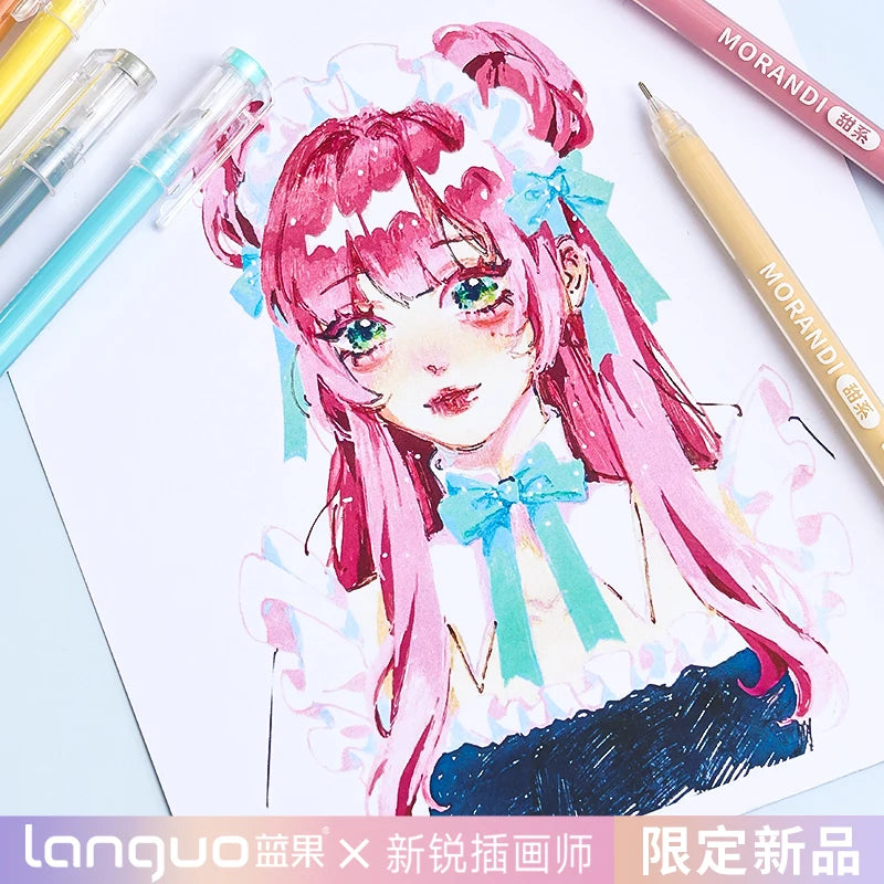 Kawaii Morandi Gray Pens, Functional Set Multi Color Gel Ink Pens, Beautiful Vintage Marker Liner Ballpoint Pen School And Office Stationery Gift Pen