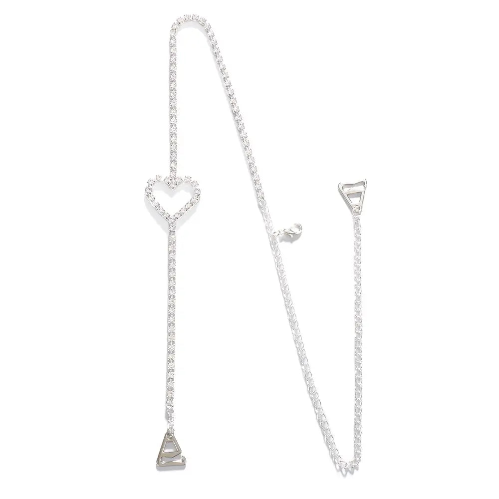 Sexy Heart Shoulder Strap for Bra Jewelry Women Dress Decoration Rhinestone Lingerie Strap Shoulder Chain Accessories Body Chain
