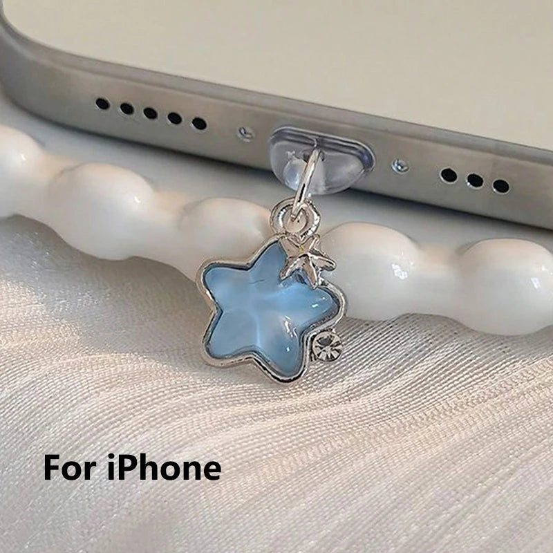 Cute Diamond Star Phone, Stylish Dust plug Accessories Decoration, Hanging Pendant for iPhone And Samsung Type-C Charging Port, Wonderful Girly Gift