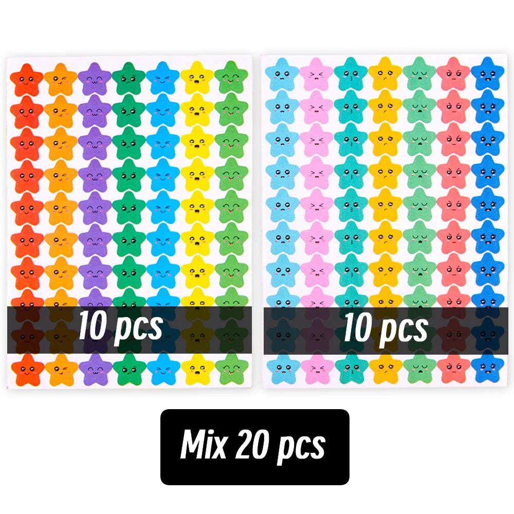 4200 Sheet Heart/Circle/Stars Reward Sign Stickers Pack DIY Skateboard Suitcase Stationery Decals Decor Phone Laptop Gift Toys