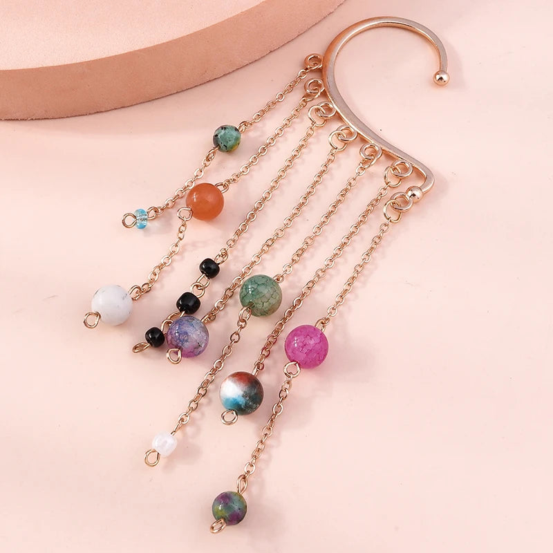 Charm Bohemian Pearls Stone Ear Cuff, Wrap Stud Clip Earrings For Girl, Trendy Earrings Jewelry Bijoux