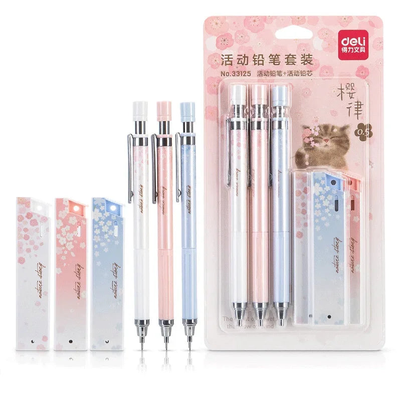 6Pcs/set Kawaii Lovely Fresh Cherry Sakura Mechanical Pencil  0.5mm Automatic Pencil for Student School Office Supplies