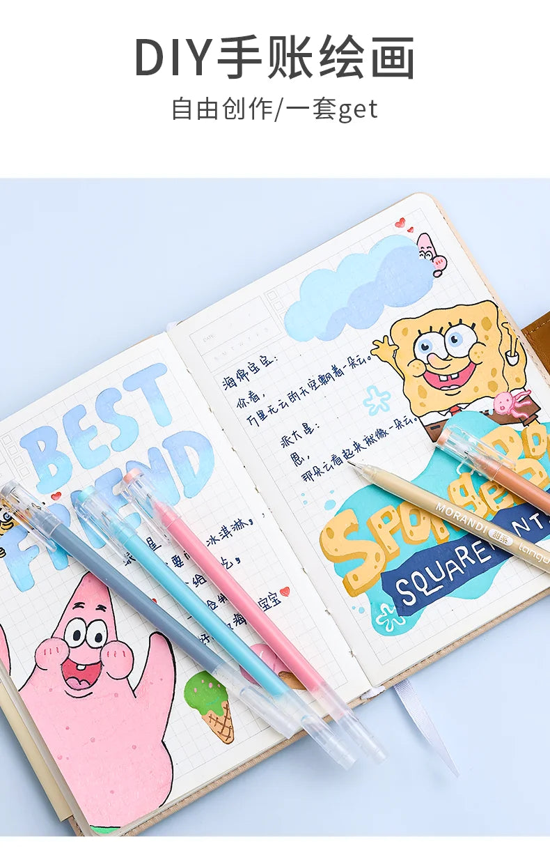 Kawaii Morandi Gray Pens, Functional Set Multi Color Gel Ink Pens, Beautiful Vintage Marker Liner Ballpoint Pen School And Office Stationery Gift Pen