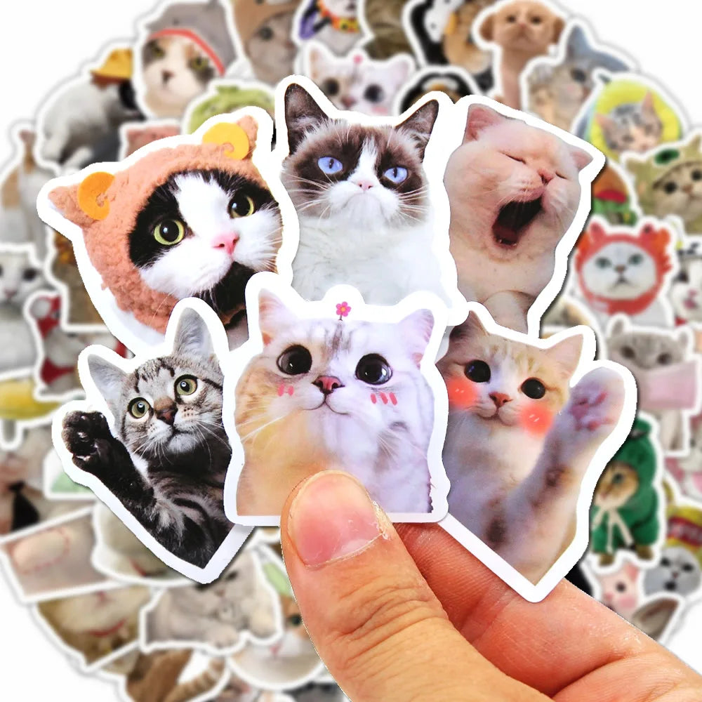 100/500/1000pcs Funny Cat Stickers Cartoon Cute Decals Toy Stationery Guitar Phone Bicycle Laptop Luggage Graffiti Sticker