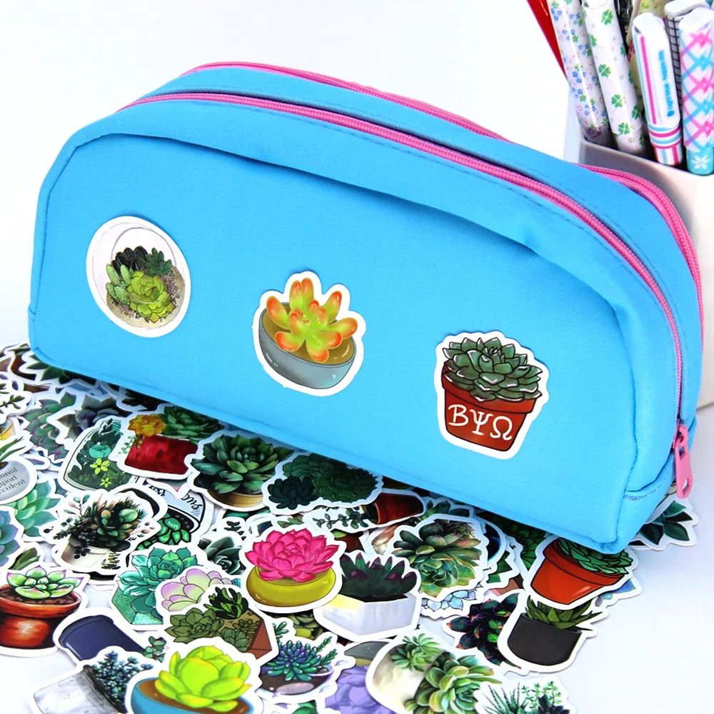100Pcs Succulent Cute Stickers Pack Aesthetic Stationery Supplies Lot Kawaii Office Teacher School Diary Decoration Korean Paper