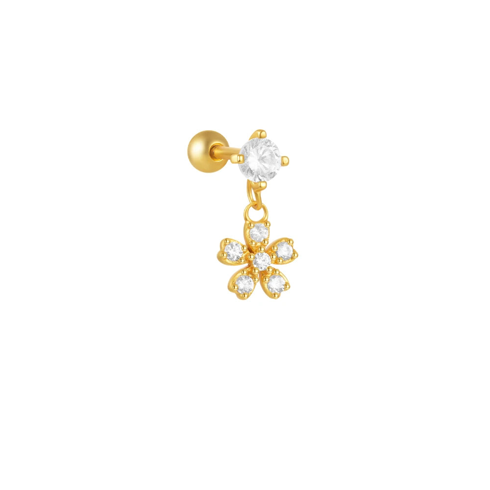 925 Sterling Silver 1pc, Geometry Multi Piercing Stud Earrings For Women, K Gold Simple Elegant Tassel Jewelry, beautiful Gift