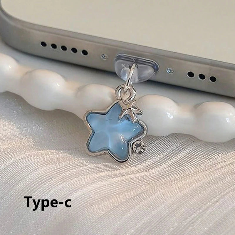Cute Diamond Star Phone, Stylish Dust plug Accessories Decoration, Hanging Pendant for iPhone And Samsung Type-C Charging Port, Wonderful Girly Gift