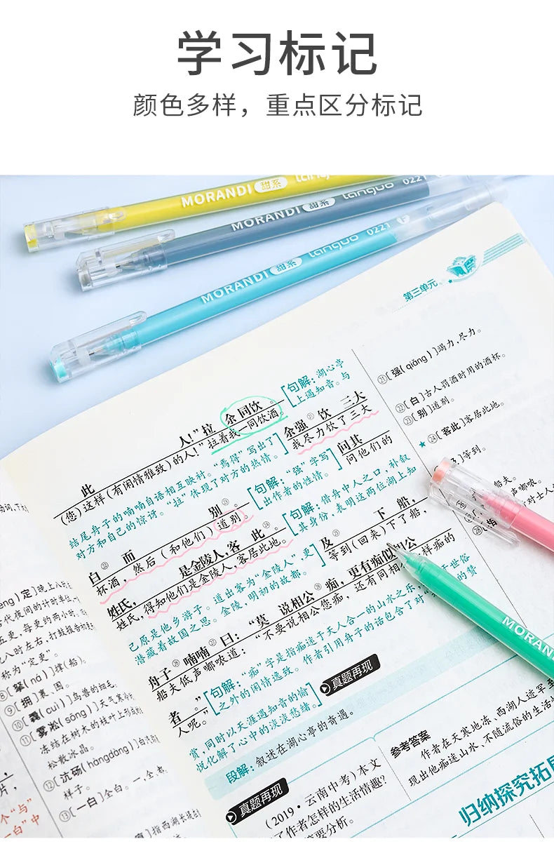 Kawaii Morandi Gray Pens, Functional Set Multi Color Gel Ink Pens, Beautiful Vintage Marker Liner Ballpoint Pen School And Office Stationery Gift Pen