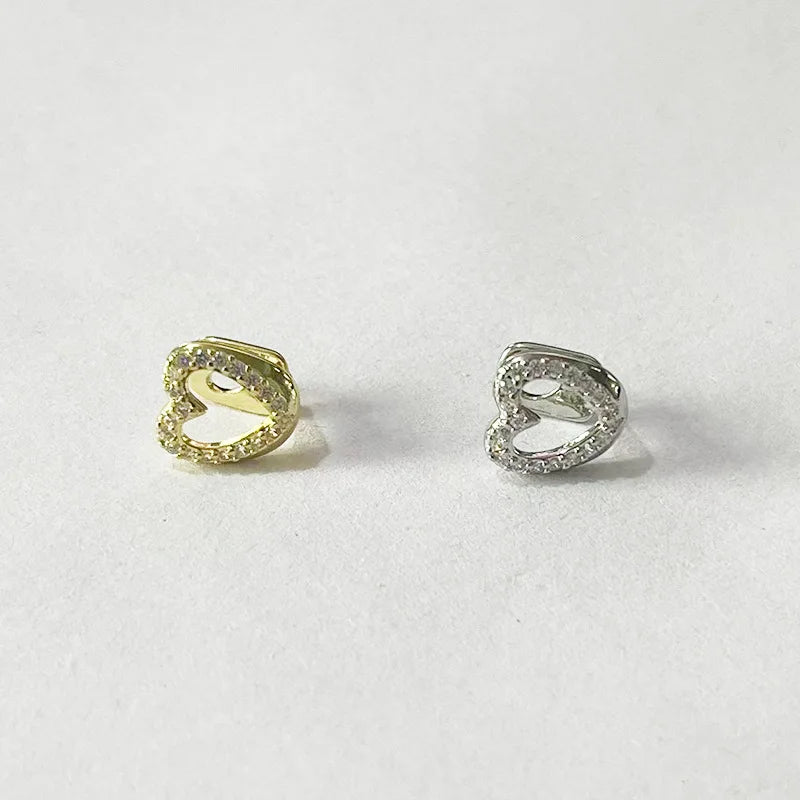 Single CZ Stone Hollow Heart Tooth ,Caps Braces Hip Hip Zircon Tooth, Grillz For Women Men Jewelry Dental Grills