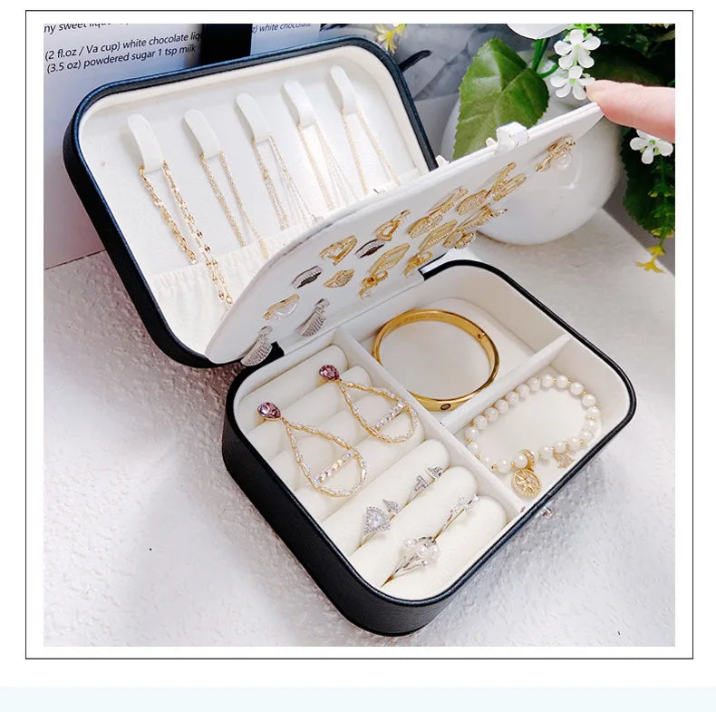Portable Jewelry Box Jewelry, Beautiful Boxes Button Leather Storage Zipper Jewelers, The Best Gift For Her, Kind Travel Organizer Storage Case For Accessories And Make Up, The Best Organizer Accessories For Home