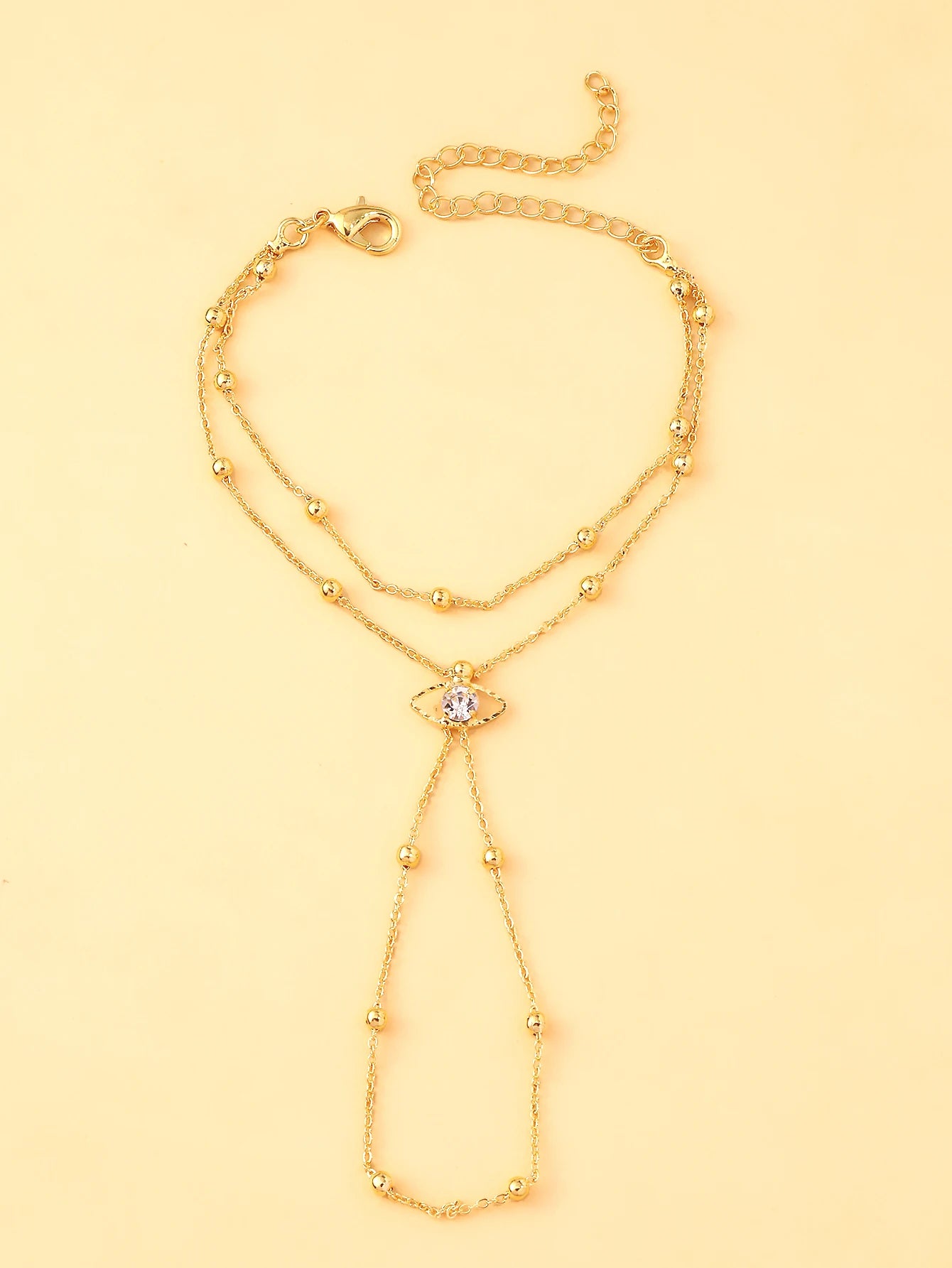 StoneFans Demon's Eye Finger Chain Bracelet Niche Design Minimalist Retro Chain Hand Back Chain Fashionable Hand Accessories