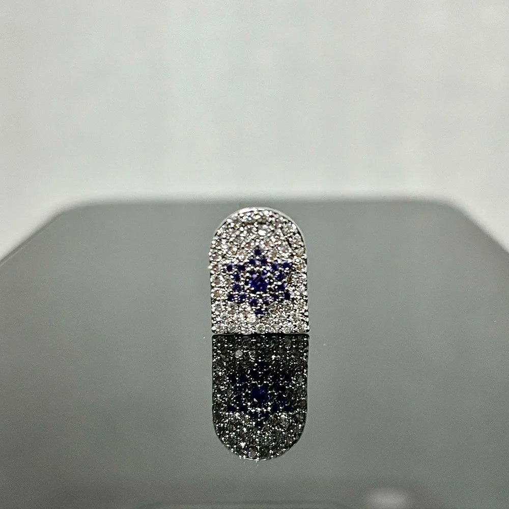 Pretty Hip Hop Single Purple Sun Zircon Teeth, Grillz Dental Grills Silver Color, CZ Stone Tooth Caps For Cute Girls, New Gift Jewelryelry