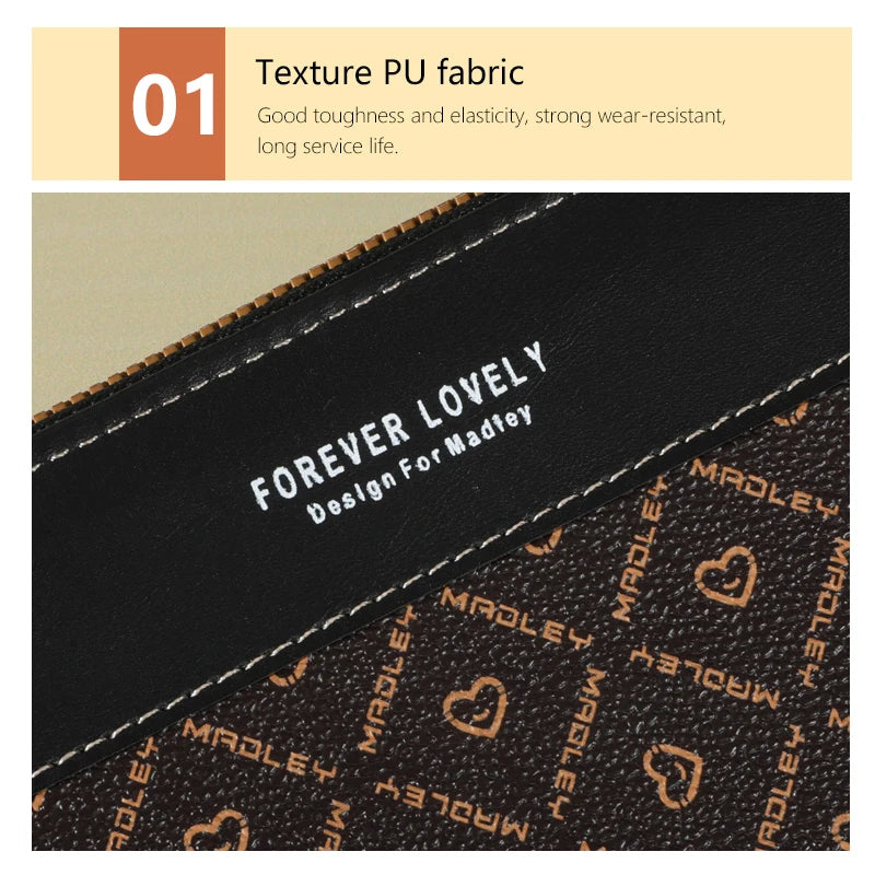 Lovely Classic Wallet, Large Capacity Clutch Purse With Zipper, Card Holder With 8 Slots And Multiple Compartments, Elegant Hand Clutch