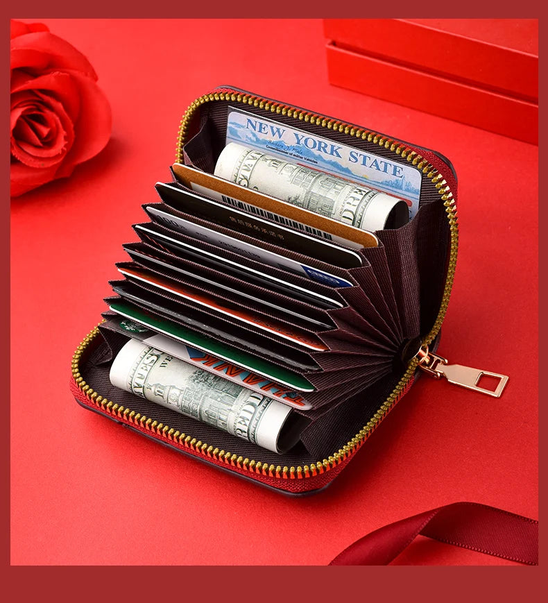 New Girl's Small Wallet Premium Sense Personality Lady, Credit Card Holder Fashion Multi-Slot Zipper Credit Card Wallet  Women's