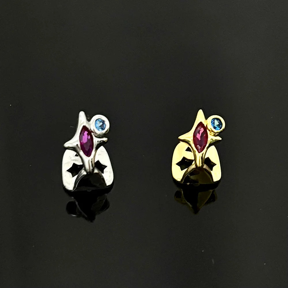 RACHELZ Hip Hop Purple Zircon Star Teeth Grillz Y2K Vintage Single Blue CZ Stone Tooth Caps For Women Men Jewelry Dental Grills