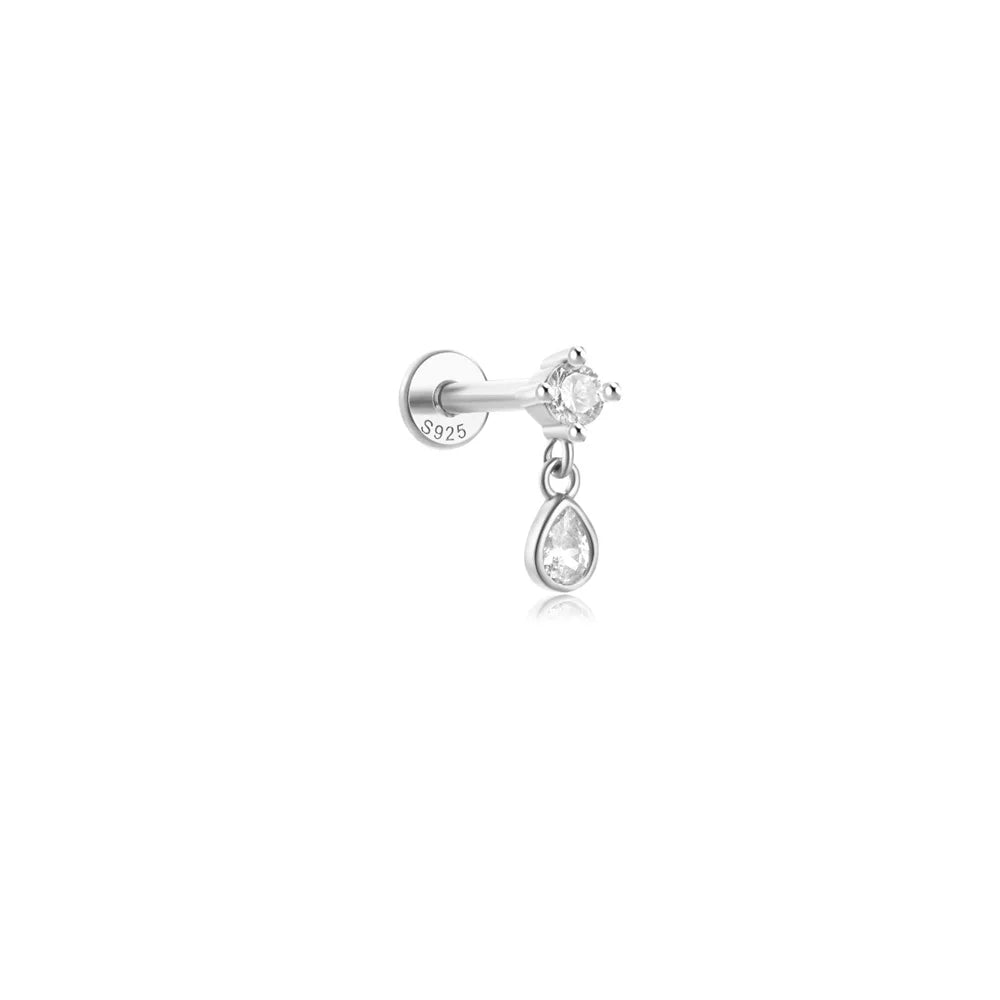 925 Sterling Silver 1pc, Geometry Multi Piercing Stud Earrings For Women, K Gold Simple Elegant Tassel Jewelry, beautiful Gift