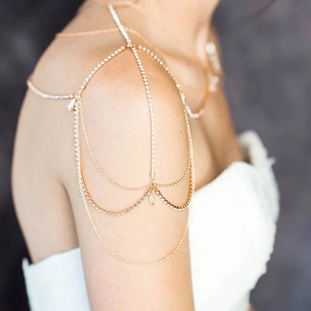 Unique Rhinestone Shoulder Chain Wedding, Pretty Bridal Jewelry, Kind Sexy Shoulder Body Chain Bling, Crystal Water Drop Necklace For Girls, The Best Christmas Gift for Girls