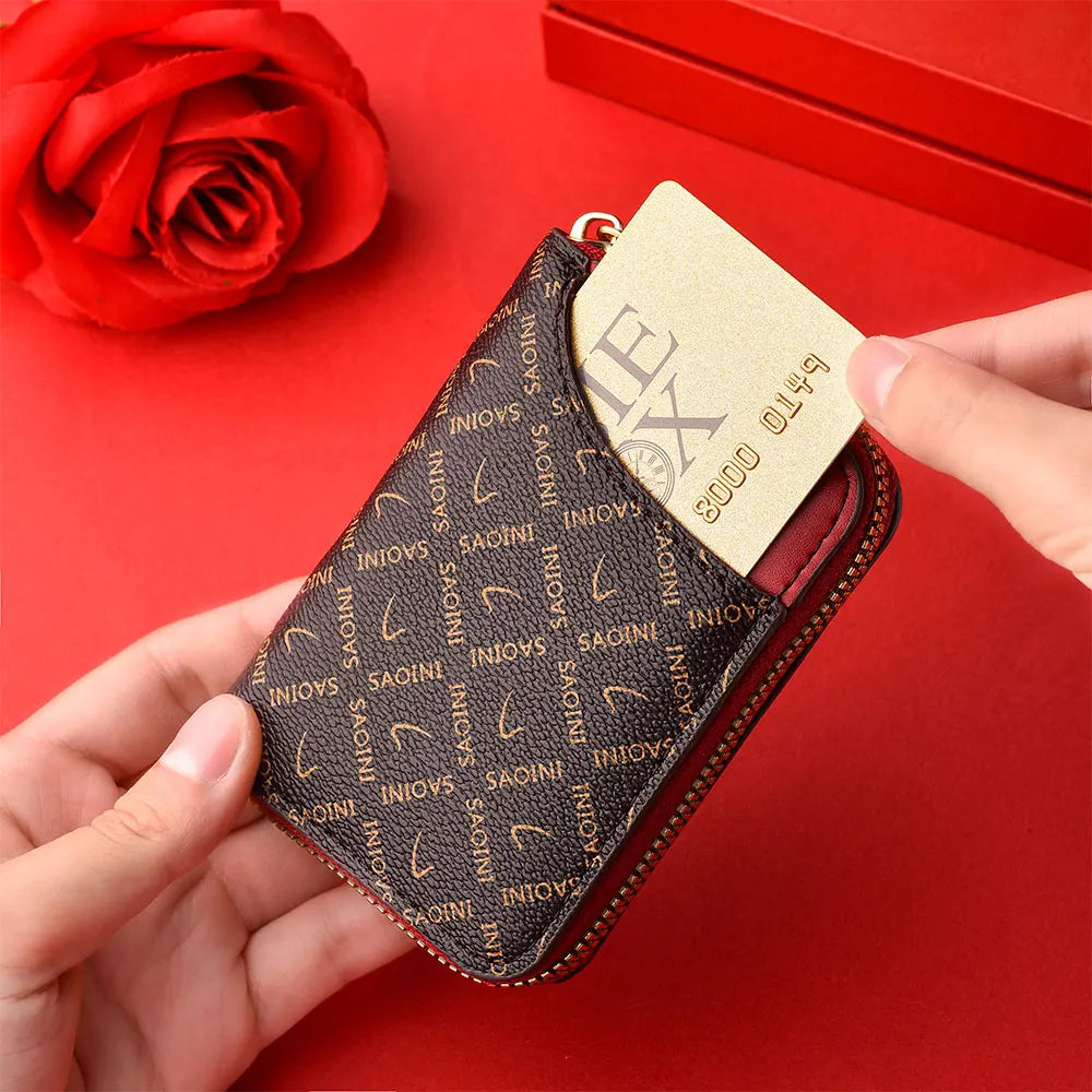 New Girl's Small Wallet Premium Sense Personality Lady, Credit Card Holder Fashion Multi-Slot Zipper Credit Card Wallet  Women's