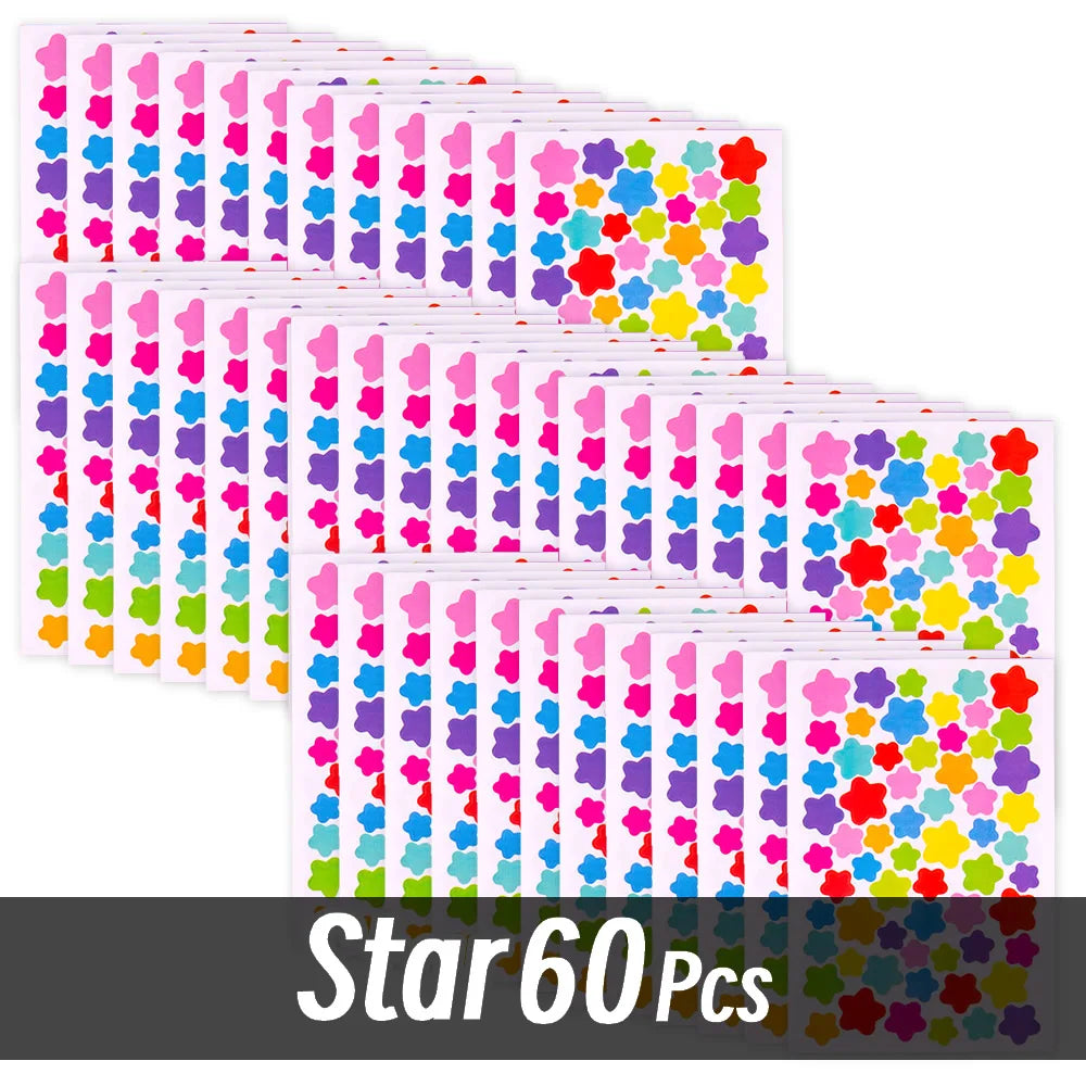 4200 Sheet Heart/Circle/Stars Reward Sign Stickers Pack DIY Skateboard Suitcase Stationery Decals Decor Phone Laptop Gift Toys