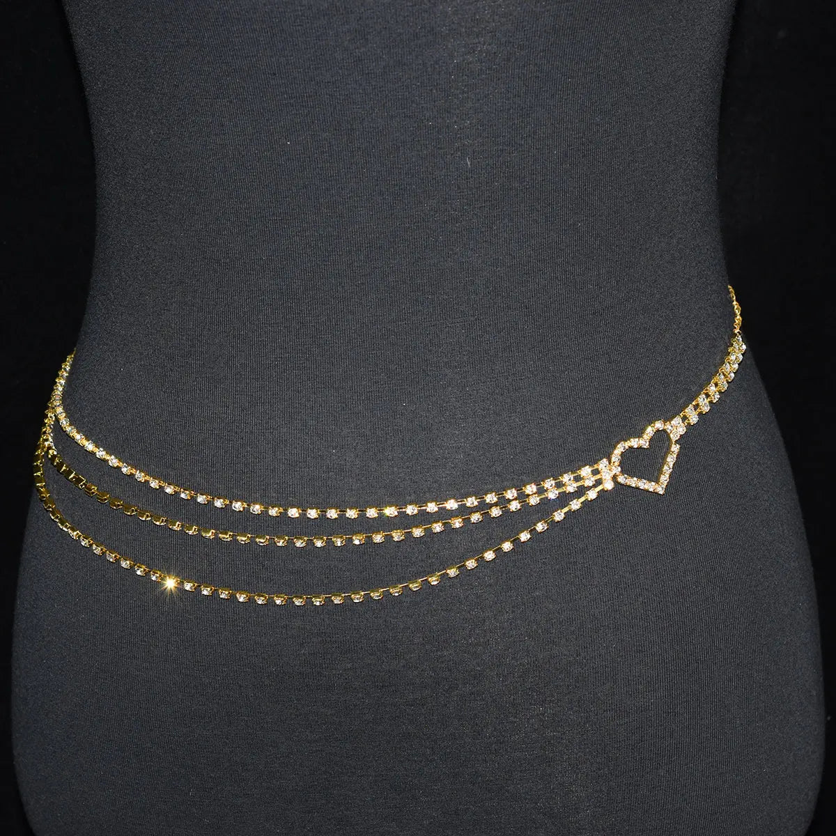 Sexy Shiny Women's Body Jewelry, Fashion Love Crystal Waist Chain With Rhinestone Music, Unique Beach Party Clothing Accessories