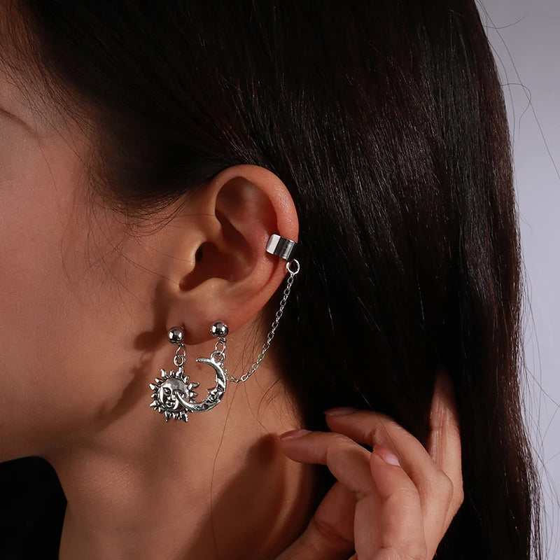 Charm Bohemian Pearls Stone Ear Cuff, Wrap Stud Clip Earrings For Girl, Trendy Earrings Jewelry Bijoux