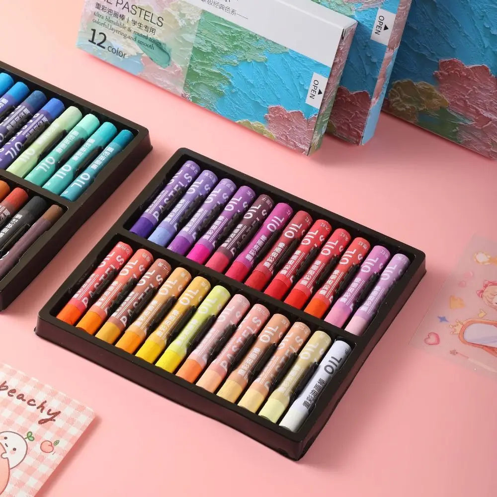 12/24/36/48PCS Colorful Morandi Oil Pastels Professional Macaron Oil Paint Beginner Art Supplies