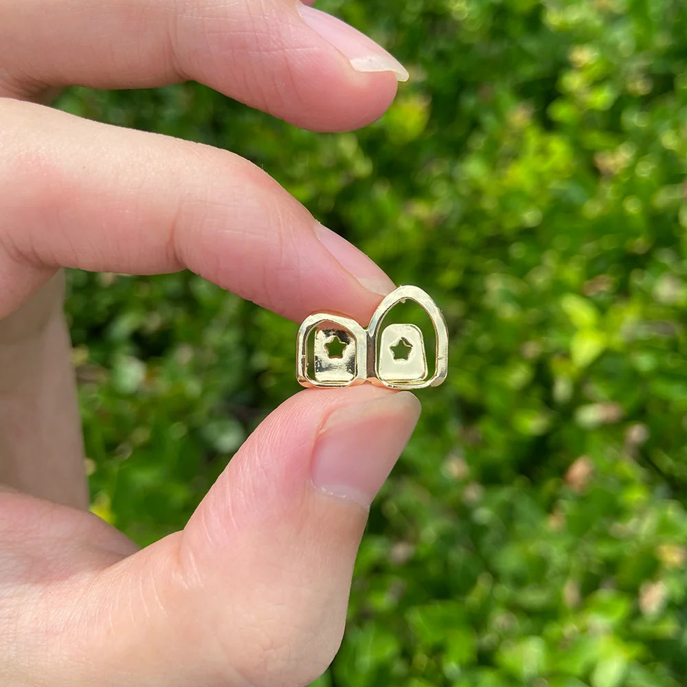 The Best Fashion CZ Stone Vertical Bar Teeth Grillz Braces Hip Hop 4 Zircon Tooth Caps Dental Grills For Women Men Girls, Great Gift Jewelry