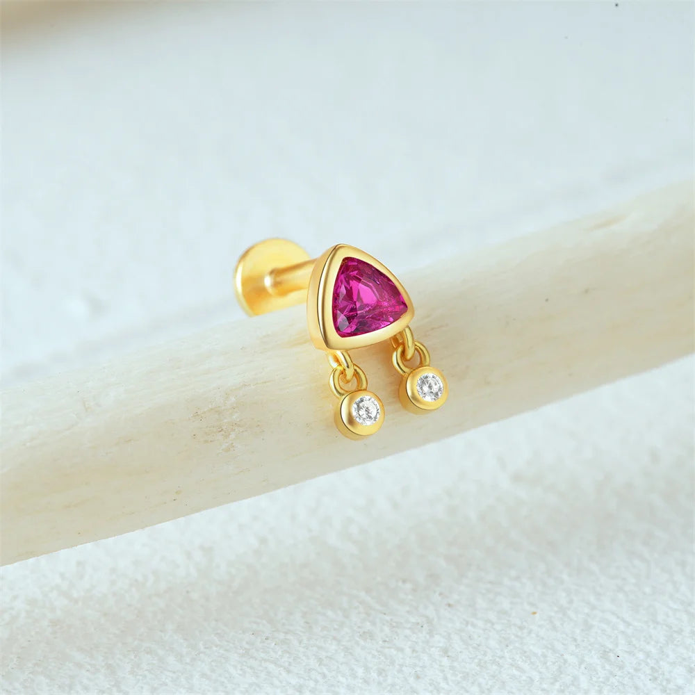 925 Sterling Silver 1pc, Geometry Multi Piercing Stud Earrings For Women, K Gold Simple Elegant Tassel Jewelry, beautiful Gift