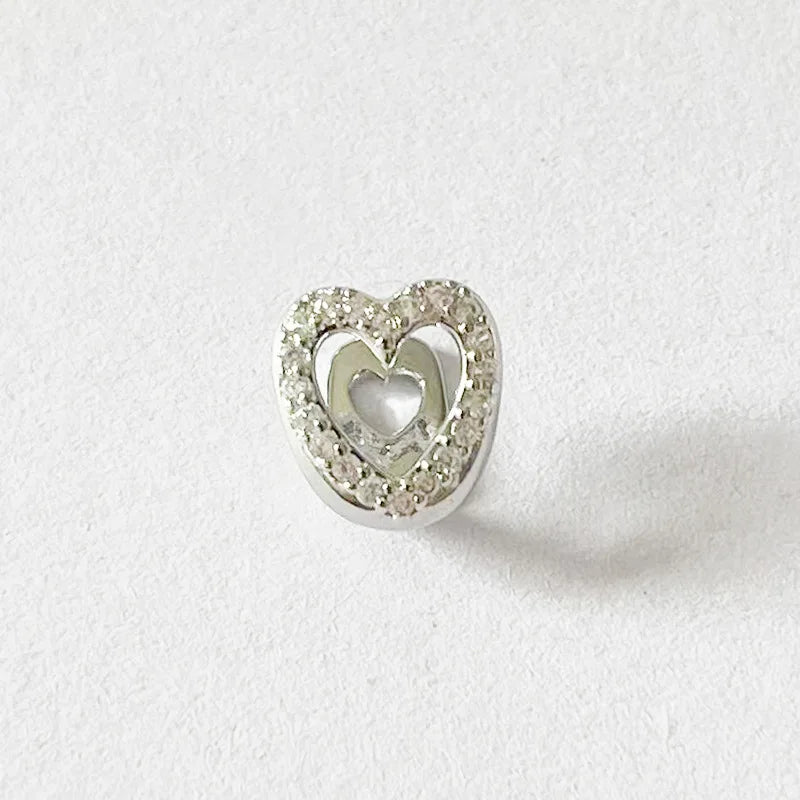 Single CZ Stone Hollow Heart Tooth ,Caps Braces Hip Hip Zircon Tooth, Grillz For Women Men Jewelry Dental Grills