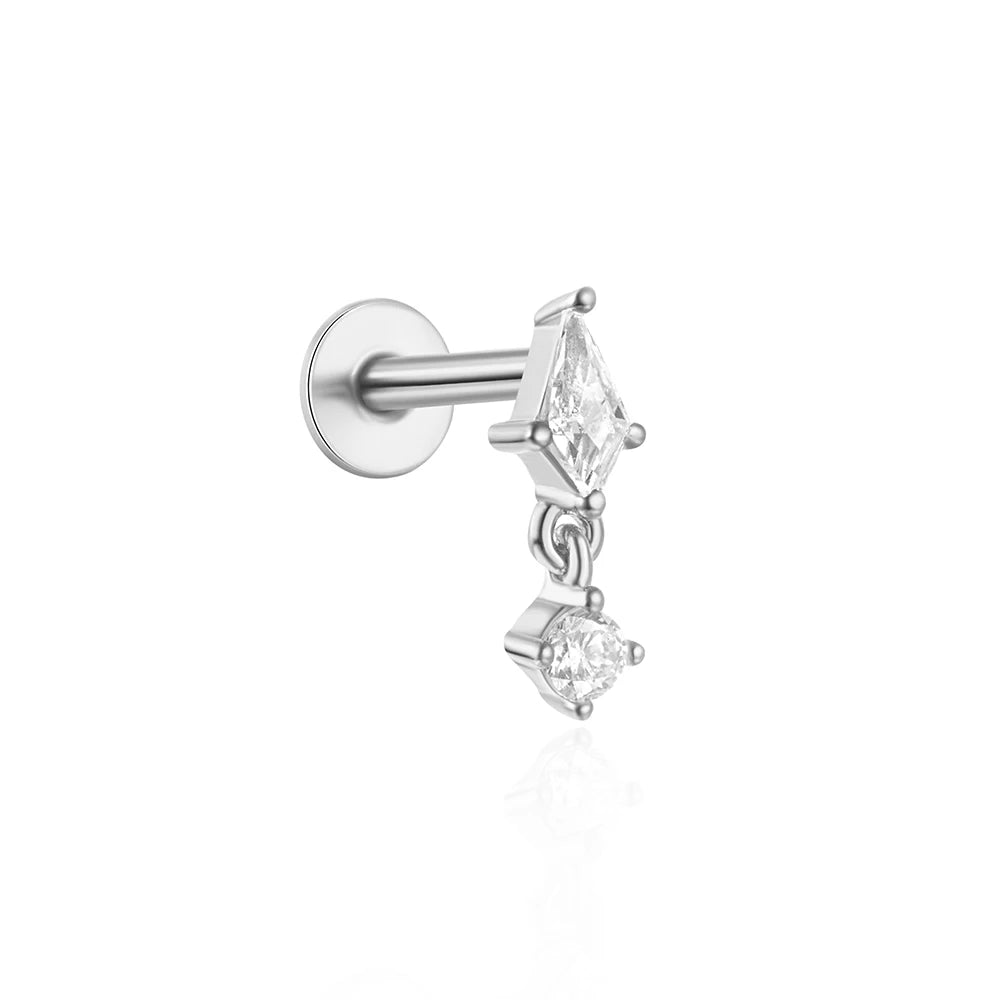 925 Sterling Silver 1pc, Geometry Multi Piercing Stud Earrings For Women, K Gold Simple Elegant Tassel Jewelry, beautiful Gift