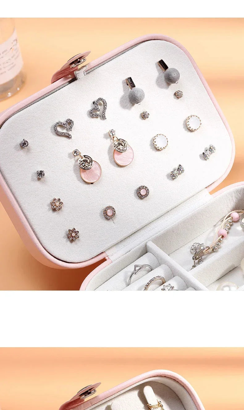 Portable Jewelry Box Jewelry, Beautiful Boxes Button Leather Storage Zipper Jewelers, The Best Gift For Her, Kind Travel Organizer Storage Case For Accessories And Make Up, The Best Organizer Accessories For Home