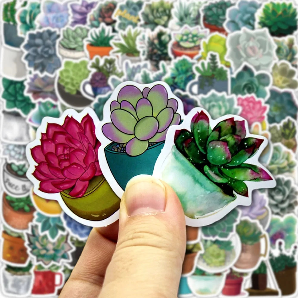 100Pcs Succulent Cute Stickers Pack Aesthetic Stationery Supplies Lot Kawaii Office Teacher School Diary Decoration Korean Paper