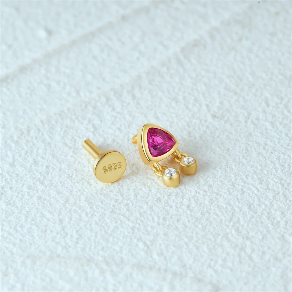 925 Sterling Silver 1pc, Geometry Multi Piercing Stud Earrings For Women, K Gold Simple Elegant Tassel Jewelry, beautiful Gift
