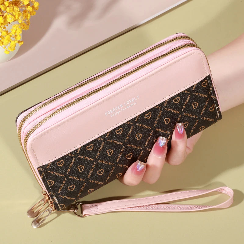 Lovely Classic Wallet, Large Capacity Clutch Purse With Zipper, Card Holder With 8 Slots And Multiple Compartments, Elegant Hand Clutch