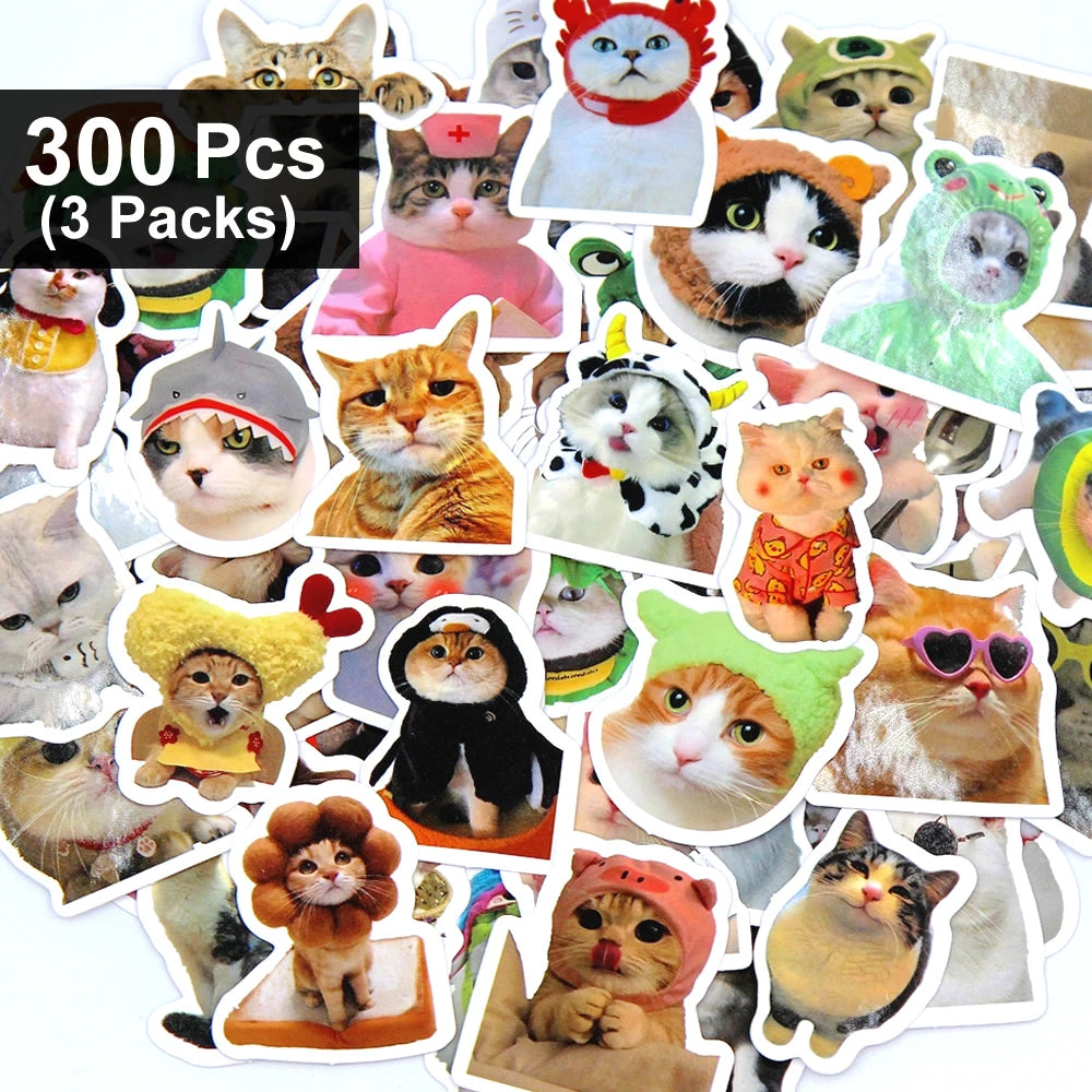 100/500/1000pcs Funny Cat Stickers Cartoon Cute Decals Toy Stationery Guitar Phone Bicycle Laptop Luggage Graffiti Kids Sticker