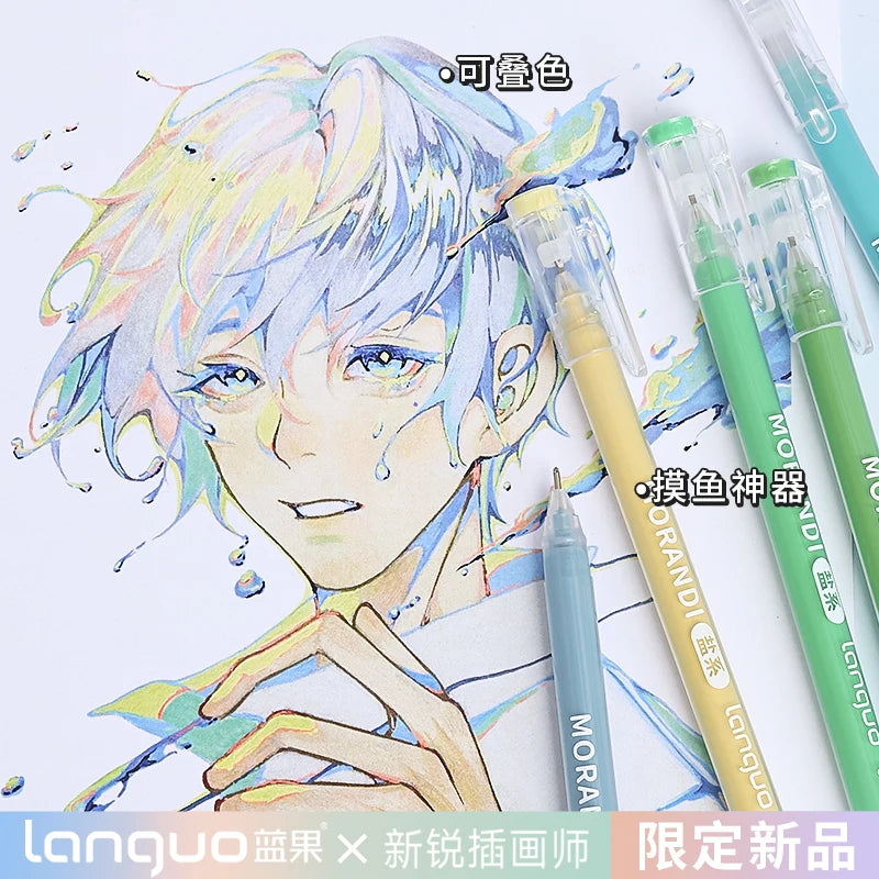 Kawaii Morandi Gray Pens, Functional Set Multi Color Gel Ink Pens, Beautiful Vintage Marker Liner Ballpoint Pen School And Office Stationery Gift Pen